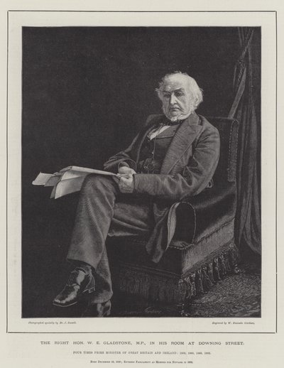 Der ehrenwerte W. E. Gladstone, MP, in seinem Zimmer in der Downing Street von William Biscombe Gardner