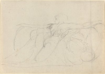 Ein Mann von hinten gesehen, auf Wolken steigend von William Blake