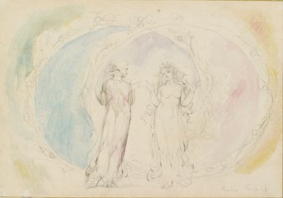 Beatrice und Dante in Gemini, inmitten der Flammensphären, 1825-1827 von William Blake