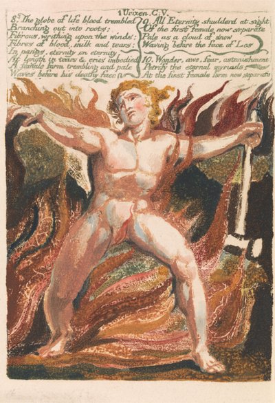 Das erste Buch Urizen, Tafel 15, "8. Die Kugel des Lebensbluts zitterte . . . ." (Bentley 18) von William Blake