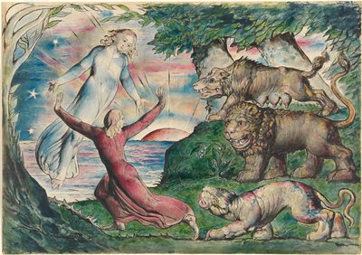 Dante flieht vor den drei Bestien von William Blake