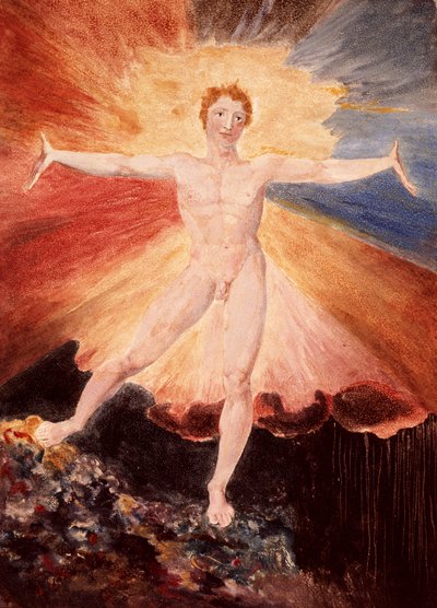 Freudiger Tag oder Der Tanz von Albion, ca. 1794 (Radierung mit Aquarell) von William Blake
