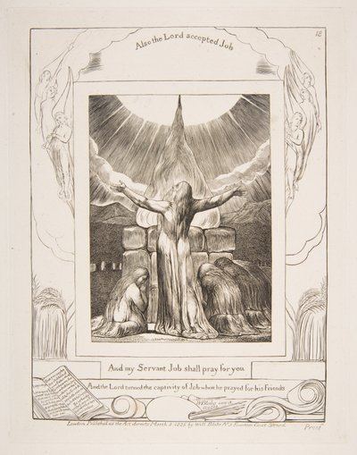 Jobs Opfer, aus Illustrationen zum Buch Hiob (1825-26) von William Blake