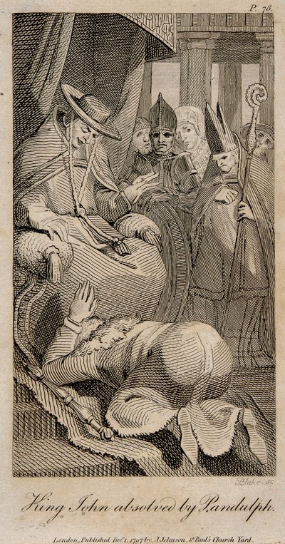 König Johann wird von Pandulph absolviert, nach Henry Fuseli, 1798 von William Blake