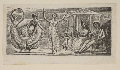 Menalcus beobachtet tanzende Frauen, aus Thorntons Pastorals of Virgil, 1821 von William Blake