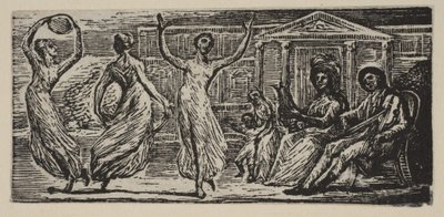 Menalcus beobachtet Frauen beim Tanzen, aus Thorntons Pastoralen von Virgil, 1821 von William Blake