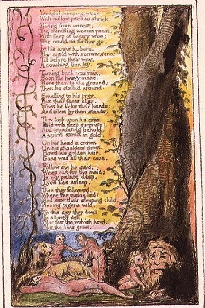 Das gefundene kleine Mädchen (Fortsetzung): Platte 37 aus Songs of Innocence and Experience (Kopie R) von William Blake