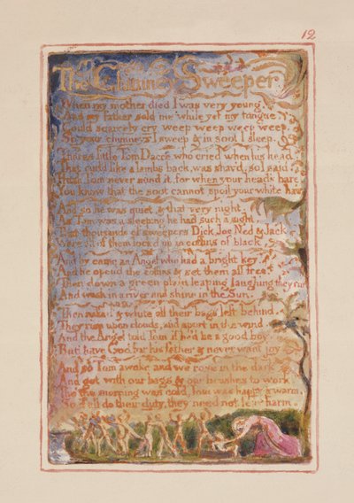 Der Schornsteinfeger: Platte 12 aus Songs of Innocence and of Experience (Kopie AA) ca. 1815-26 von William Blake