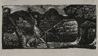 Hirte vertreibt Wolf, aus den Pastoralen von Virgil von William Blake