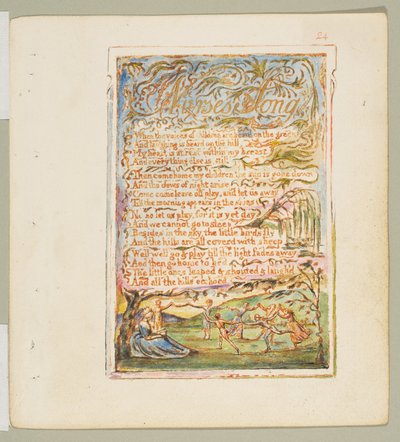 Lieder der Unschuld und der Erfahrung: Lied der Amme, ca. 1825 von William Blake