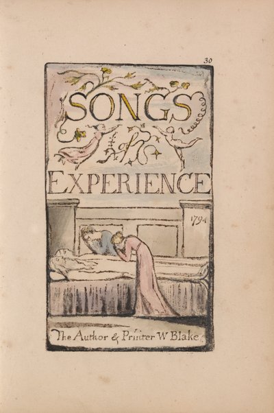Lieder der Unschuld und der Erfahrung, Tafel 30, Erfahrung Titelseite (Bentley 29) von William Blake