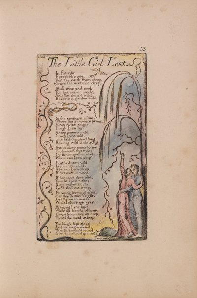 Lieder der Unschuld und der Erfahrung, Tafel 33, Das verlorene kleine Mädchen (Bentley 34) von William Blake