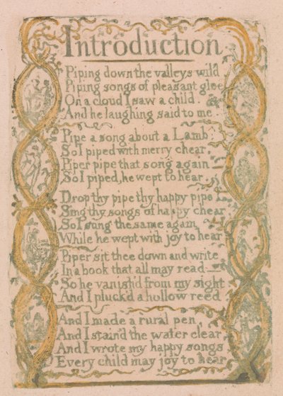 Lieder der Unschuld und der Erfahrung, Platte 3, "Einführung" (Bentley 4) von William Blake