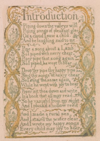 Lieder der Unschuld und Erfahrung, Tafel 3, Einleitung (Bentley 4) von William Blake