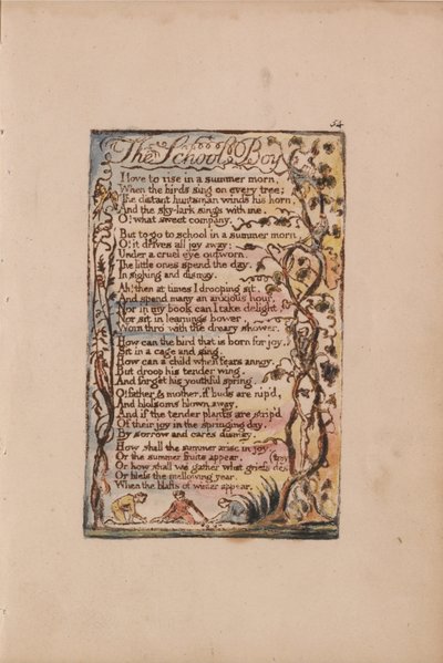 Lieder der Unschuld und der Erfahrung, Tafel 54, Der Schuljunge (Bentley 53) von William Blake