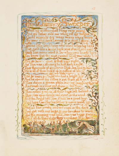 Lieder der Unschuld und der Erfahrung: Der Schornsteinfeger, ca. 1825 von William Blake