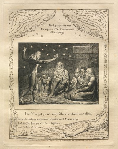 Das Buch Hiob: Pl. 12, Ich bin jung und ihr seid sehr alt, deshalb hatte ich Angst von William Blake