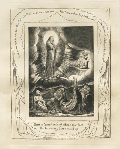 Das Buch Hiob: Pl. 9, Dann ging ein Geist vor meinem Gesicht vorbei, das Haar meines Fleisches stand auf von William Blake