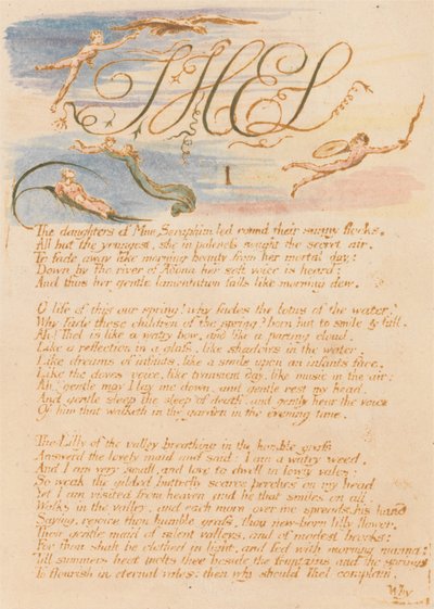 Das Buch Thel, Tafel 3, Thel, I, Die Töchter von Mne Seraphim... von William Blake