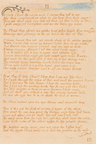 Das Buch Thel, Tafel 5, II., O kleine Wolke... von William Blake