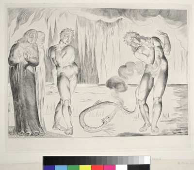 Der Kreis der Diebe: Buoso Donati von der Schlange angegriffen, Inferno, Canto XXV, Illustration zur 