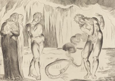 Der Kreis der Diebe, Buoso Donati von der Schlange angegriffen von William Blake