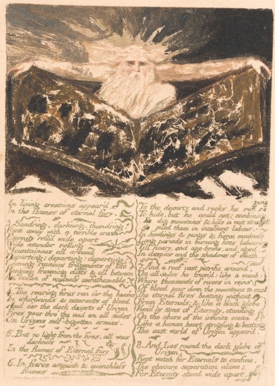 Das Erste Buch Urizen, Tafel 6, "In lebenden Schöpfungen erschien . . . ." (Bentley 5) von William Blake