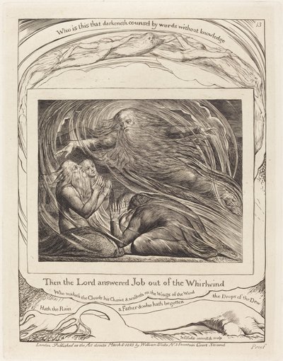 Der Herr antwortet Hiob aus dem Wirbelsturm von William Blake