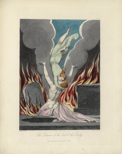Die Wiedervereinigung von Seele und Körper, Illustration aus "The Grave" von Robert Blair, graviert von Louis Schiavonetti von William Blake