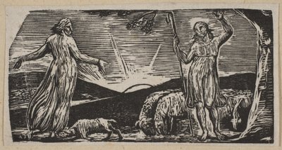 Thenot ermahnt Colinet, aus Thorntons Pastoralen von Virgil, 1821 von William Blake