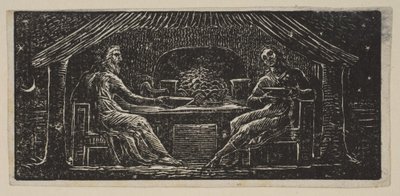 Thenot und Colinet essen ihr Abendessen, aus Thorntons Pastoralen von Virgil von William Blake