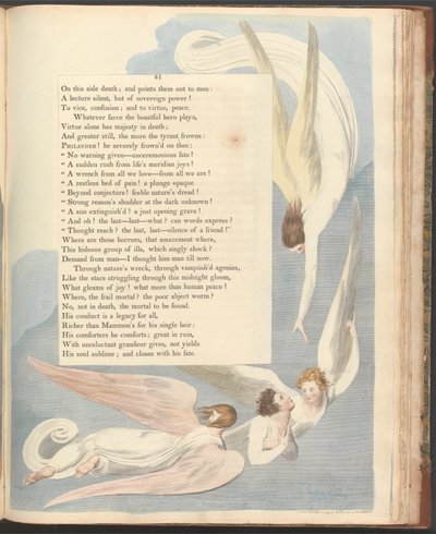 Youngs Nachtgedanken, Seite 41, Ein strahlendes Zeichen, das Sterbebett des Gerechten von William Blake