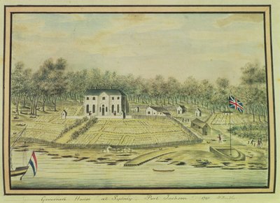 Gouverneurshaus in Sydney, Port Jackson, 1791 von William Bradley