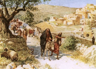 David, flieht aus Jerusalem, wird von Shimei verflucht von William Brassey Hole