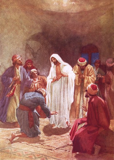 Jesus tadelt Thomas wegen seines Unglaubens von William Brassey Hole