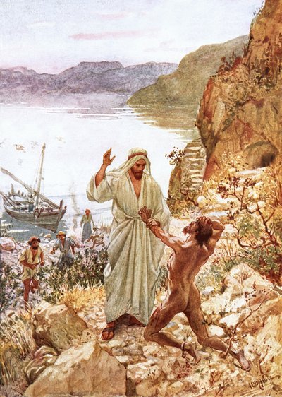Jesus trifft auf einen Besessenen im Land der Gadarener von William Brassey Hole