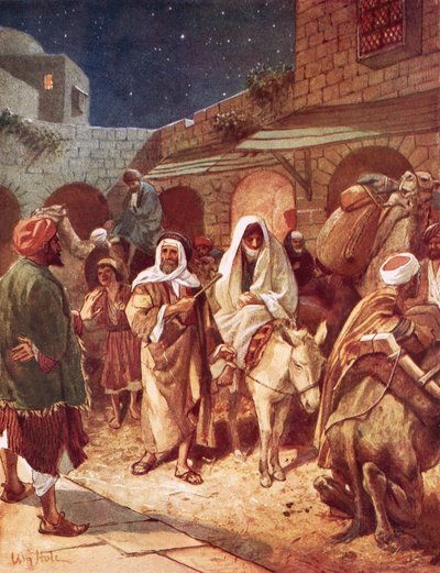 Joseph und Maria kommen in Bethlehem an, finden aber keinen Platz in der Herberge von William Brassey Hole