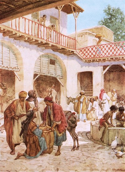 Josephs Brüder im Gasthaus. Das Geld eines jeden Mannes in seinem Sack von William Brassey Hole