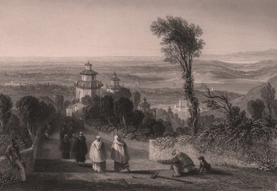 Ansicht vom Sacro Monte (Heiliger Berg) in Varese, Lombardei, Italien, Stahlstich von T Willmore nach einer Zeichnung von William Brockedon, ca. 23x18 cm von William Brockedon