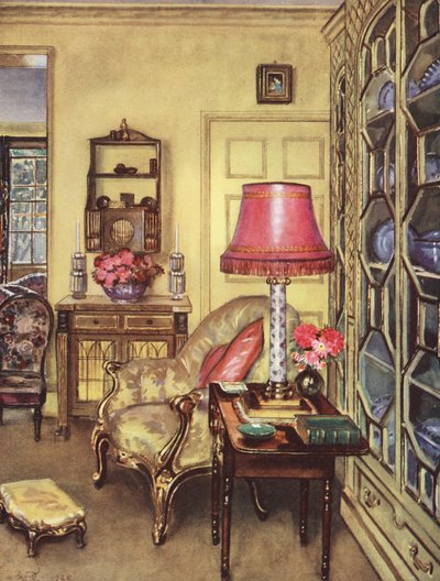 Inneneinrichtung: Ein kleines gelbes Wohnzimmer von William Bruce Ellis Ranken