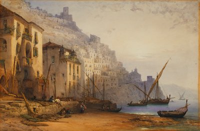 Amalfi vom Ufer aus - Ein Sommermorgen, 1887 von William Callow