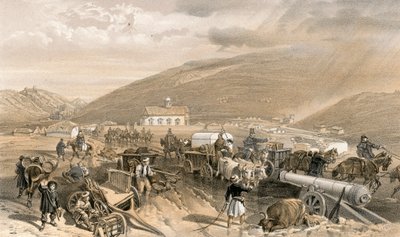 Kommissariatsschwierigkeiten, die Straße von Balaklava nach Sewastopol, bei Kadikoi, bei nassem Wetter von William Crimea Simpson