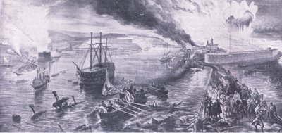 Der Fall von Sewastopol und der Rückzug der Russen, 8. September 1855, Illustration aus British Battles on Land and Sea, 1915 von William Crimea Simpson