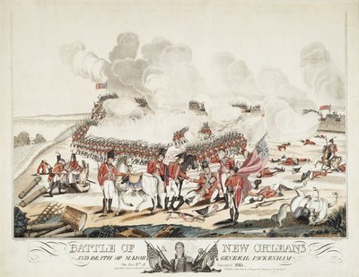 Schlacht von New Orleans und Tod von Generalmajor Packenham von William Edward (after) West