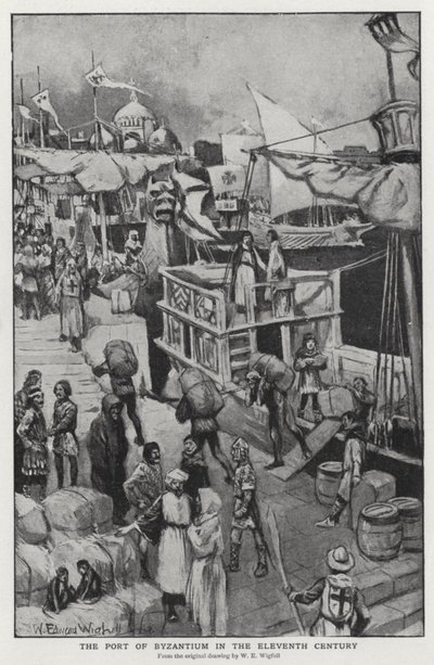 Der Hafen von Byzanz im elften Jahrhundert von William Edward (after) Wigfull