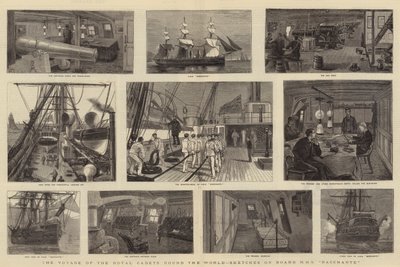 Die Reise der königlichen Kadetten um die Welt, Skizzen an Bord der HMS Bacchante von William Edward Atkins