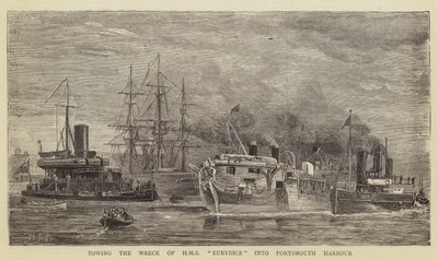 Abschleppen des Wracks der HMS Eurydice in den Hafen von Portsmouth von William Edward Atkins