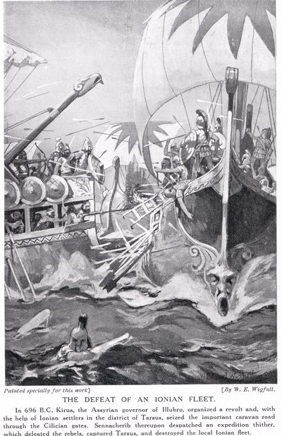 Die Niederlage einer ionischen Flotte, Illustration aus 