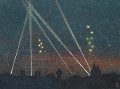 Suchscheinwerfer während eines Bombenangriffs von William Ernest Buchanan