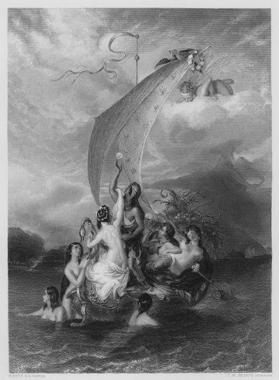 Jugend und Vergnügen, aus dem Bild in der Vernon Gallery (Stich) von William Etty